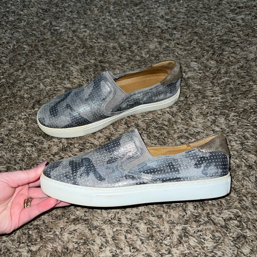 Trask Metallic Silver Camo Sneakers Size 6